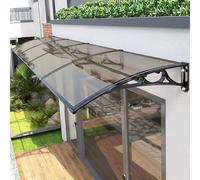 Waterproof Balcony Door Awning 24x55"/60x140 cm, Black Bracket & Brown Panel, Durable Window Awnings with Plastic Steel Kit for Backyard Deck & Exterior Use