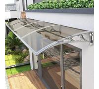 Waterproof Balcony Door Awning 47x71 in Outdoor Window Awnings with Plastic Steel Bracket Kit Silver & Brown Panel Perfect for Backyard Decks & Patios