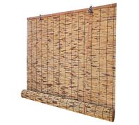 Waterproof Bamboo Roller Shades Outdoor, Cordless Roll Up Privacy Window Blinds for Patio, Blackout Reed Roman Curtains with Lifter, 16-77 Inch