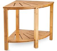 Waterproof Bamboo Shower Bench - Corner Stool with Storage Shelf for Shaving Legs 15x13 inches Spa-Style Bathroom Seat Durable & Stylish Design