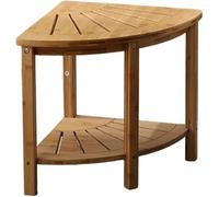 Waterproof Bamboo Shower Stool With Storage Shelf - 2-tier Wooden Bath Bench Seat For Enhanced Bathroom Organization - Ideal Foot Rest For Shaving Legs