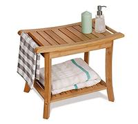 Waterproof Bamboo Shower Stool with Storage Shelf - Space-Saving Bath Bench for Shaving and Bathroom Organization