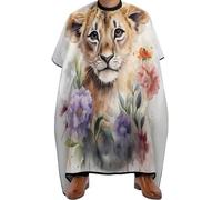 Waterproof Barber Cape, Watercolor Tiger Flower, Haircut Apron Gown Unisex Hair Cutting Cape for Styling Salons Coloring