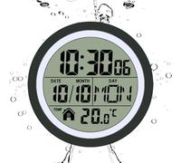Waterproof Bath Clock | Bathroom Battery Clock With Suction Cup | Automatic Radio Wave Correction With Temperature Date,Wall-Mountable With Suction Cup, Compact Digital For Office Spa Home Apartment K