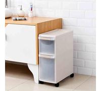 Waterproof Bathroom Cabinet, Narrow Storage nizer with Drawers, Versatile Kitchen & Living Room Food Storage Unit (White - 2 Tier)