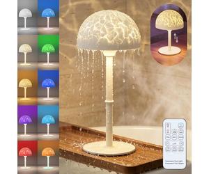 Waterproof Bathroom Lamp, Height Adjustable Shower Lamp with 7 Color Ocean Wave Projector, Rechargeable Shower Light with Touch & Remote Control, Cordless Light for Shower, Bathroom [Energy Class A]