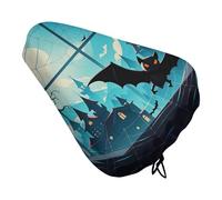 Waterproof Bats Shuttle Webs Bike Seat Cushion Cover, Padded Bicycle Seat Cover with Drawstring for Men Women, Wide Bike Saddles Protector for Mountain Exercise Road City Outdoor Biking