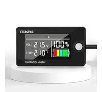 Waterproof Battery Capacity Voltage Tester, LCD Voltage Current Indicator, with Alarms and Temperature Sensor -20~80℃ 12V 24V 36V 48V 60V 72V 84V Lead-Acid/Li-ion/LiFePO4 Batteries Meter - 6839C