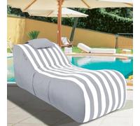 Waterproof Bean Bag Chair for Adults Floating Pool Pouf Reusable Inflatable Lounge for Garden Beach Camping Light Grey Outdoor Furniture