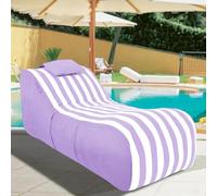 Waterproof Bean Bag Chair for Adults Floating Pool Pouf Reusable Inflatable Lounge for Garden Beach Camping Purple Outdoor Furniture
