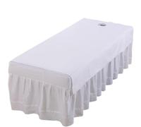 Waterproof Beauty Salon Bed Sheets SPA Massage Bed Table Cover Filmed Bedspread for Salon Barbershop with/no Hole for Massage Tables(White,115x190cm with Hole)