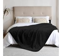 Waterproof Bed Blanket, Reversible Sherpa Fleece Throw Blanket for Baby&Pet, Furniture Cover Protects Bed Couch Sofa from Liquid Pee and Pet Fur (Black, 80inch x 90inch)