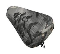 Waterproof Bicycle Seat Cover, Universal Bike Saddle Covers with Elastic, Black Forest Japanese Moon Bike Seat Cover Durable Rain Dust Protection for Road Mountain Bicycle