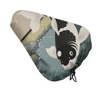 Waterproof Bicycle Seat Cover, Universal Bike Saddle Covers with Elastic, Japanese Yin Yang Koi Fish Bike Seat Cover Durable Rain Dust Protection for Road Mountain Bicycle