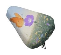 Waterproof Bicycle Seat Cover, Universal Bike Saddle Covers with Elastic, Orange Butterfly Moon Flower Bike Seat Cover Durable Rain Dust Protection for Road Mountain Bicycle