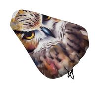 Waterproof Bicycle Seat Cover, Universal Bike Saddle Covers with Elastic, Watercolor Cool Owl Head Bike Seat Cover Durable Rain Dust Protection for Road Mountain Bicycle