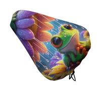 Waterproof Bicycle Seat Covers Little Frog on The Flower Bike Seat Cover | Universal Bicycle Saddle Cover with Drawstring, Rain Dust & Sun Protection Bike Seat Cushion Cover for Road, Mountain Bikes