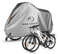 Waterproof Bike Cover for 2 Bikes, 300D Oxford Fabric with Anti-Theft & Windproof Features (Grey)
