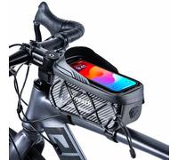 Waterproof Bike Frame Bag With Phone Holder, Handlebar Phone Mount For 6.9" | Sensitivity Touchscreen, Eva Shell, Side Mesh Storage Pocket, 3 Straps Keep The Bike Bag Stable, Ideal For Mtb, Road Bikes
