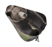 Waterproof Bike Seat Cover - Brown Bear Walking Oxford Fabric Bicycle Saddle Cover with Drawstring for Rain & UV Protection, Universal Fit for Mountain, Road, City Bike Seats