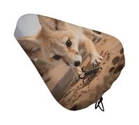 Waterproof Bike Seat Cover - Fennec Fox Digging Oxford Fabric Bicycle Saddle Cover with Drawstring for Rain & UV Protection, Universal Fit for Mountain, Road, City Bike Seats