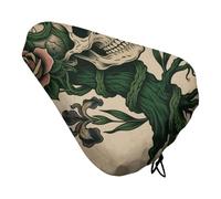 Waterproof Bike Seat Cover - Skull and Rose Oxford Fabric Bicycle Saddle Cover with Drawstring for Rain & UV Protection, Universal Fit for Mountain, Road, City Bike Seats