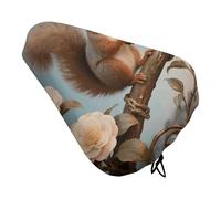 Waterproof Bike Seat Cover - Squirrel Holding Hazelnut Oxford Fabric Bicycle Saddle Cover with Drawstring for Rain & UV Protection, Universal Fit for Mountain, Road, City Bike Seats