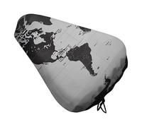 Waterproof Bike Seat Cover Universal Fit - Black and White World Map Bicycle Seat Protector with Elastic Drawstring, Non-Slip Design Bike Seats Rain Cushion for Men/Women, Indoor/Outdoor Cycling