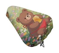 Waterproof Bike Seat Cover Universal Fit - Brown Bear Bicycle Seat Protector with Elastic Drawstring, Non-Slip Design Bike Seats Rain Cushion for Men/Women, Indoor/Outdoor Cycling