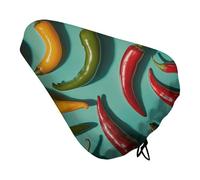 Waterproof Bike Seat Cover Universal Fit - Chili Pepper Image Bicycle Seat Protector with Elastic Drawstring, Non-Slip Design Bike Seats Rain Cushion for Men/Women, Indoor/Outdoor Cycling