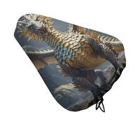 Waterproof Bike Seat Cover Universal Fit - Golden Dragon Bicycle Seat Protector with Elastic Drawstring, Non-Slip Design Bike Seats Rain Cushion for Men/Women, Indoor/Outdoor Cycling