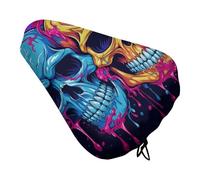 Waterproof Bike Seat Cover Universal Fit - Two Different Skulls Bicycle Seat Protector with Elastic Drawstring, Non-Slip Design Bike Seats Rain Cushion for Men/Women, Indoor/Outdoor Cycling
