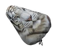 Waterproof Bike Seat Cover Universal Fit - White Tiger Bicycle Seat Protector with Elastic Drawstring, Non-Slip Design Bike Seats Rain Cushion for Men/Women, Indoor/Outdoor Cycling