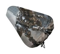 Waterproof Bike Seat Cover with Drawstring -A Mechanical Dinosaur in A Ruined City Universal Exercise Bike Seat Cushion for Men & Women, Comfortable Non-Slip Bicycle Saddle Cover for Road/Mountain Bik