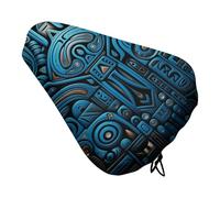 Waterproof Bike Seat Cover with Drawstring -Blue And Black Tribal Pattern Universal Exercise Bike Seat Cushion for Men & Women, Comfortable Non-Slip Bicycle Saddle Cover for Road/Mountain Bikes