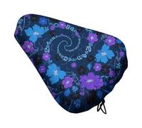 Waterproof Bike Seat Cover with Drawstring -Blue - Purple - Black Floral Universal Exercise Bike Seat Cushion for Men & Women, Comfortable Non-Slip Bicycle Saddle Cover for Road/Mountain Bikes