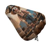 Waterproof Bike Seat Cover with Drawstring -Clown on The Treasure Chest Universal Exercise Bike Seat Cushion for Men & Women, Comfortable Non-Slip Bicycle Saddle Cover for Road/Mountain Bikes