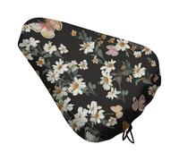 Waterproof Bike Seat Cover with Drawstring -Various Butterflies And Daisies Universal Exercise Bike Seat Cushion for Men & Women, Comfortable Non-Slip Bicycle Saddle Cover for Road/Mountain Bikes