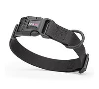 Waterproof BioThane Dog Collar with Pebble Emboss - Quick Release Buckle, Odor Resistant, Durable & Easy Clean Design for Everyday Wear and Outdoor Use, Made in USA (Black, W 1" L 15-25")