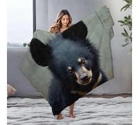 Waterproof Blanket A Close-Up Of A Black Bear Cub With Striking Eyes. Flannel Blanket Towel Warmer Custom Blanket With Picture(125x150cm)