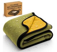 Waterproof Blanket Cover 80”x90” for Adults, Dogs, Cats or any Pets - 100% Waterproof Furniture or Mattress Protector - Large Size for Twin, Queen, King Beds - Great GlFT (Green Khaki/Mustard Ochre)