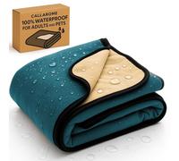 Waterproof Blanket Cover 80”x90” for Adults, Dogs, Cats or Any Pets - 100% Waterproof Furniture or Mattress Protector - Large Size for Twin, Queen, King Beds (Navy Teal/Butter Pecan)