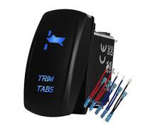 Waterproof Blue Led Marine Trim Tabs Rocker Switch 10 Pin (ON)-Off-(ON) DPDT 3 Way Momentary Switch for Boat Yacht Ship Dashboard 12V 24V