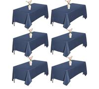 Waterproof Blue Rectangular Tablecloth 190x100 cm 100% Polyester Vichy Checkered Easy Clean Stain-Resistant Indoor Dining Cover Year-Round Essential Decor