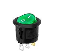 Waterproof boat-shaped round rocker power switch waterproof with light opening 20mm 6A250V 2 feet 3 feet 2 files(Green waterproof)