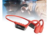 Waterproof Bone Conduction Headphones - IP68 Underwater, Built-in 32GB MP3 Player, 6H Battery + LED Display, Magnetic Charging for Swimming, Running, Cycling & Driving,Red