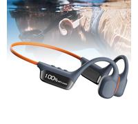 Waterproof Bone Conduction Headphones - IP68 Underwater, Built-in 32GB MP3 Player, 6H Battery + LED Display, Magnetic Charging for Swimming, Running, Cycling & Driving,Grey