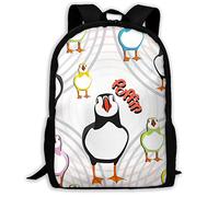 Waterproof Book Bag Puffin Bird School Bag Personality School Backpack for Travel, Work, Hiking, 42X32X14Cm