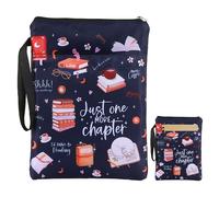 Waterproof Book Sleeve,Just One More Chapter Book Cover with Zipper and Front Pocket Washable Books Protector for Readers Lovers Gifts Books Accessories for Paperbacks Hardcover