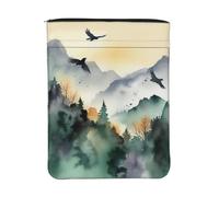Waterproof Book Sleeve with Zipper & Front Pocket Book Cover Protector | 11.8x9 Inch Book Pouch Protector Mountain Birds Watercolor Washable Gift Bag For Women Girl Reader Book Accessories